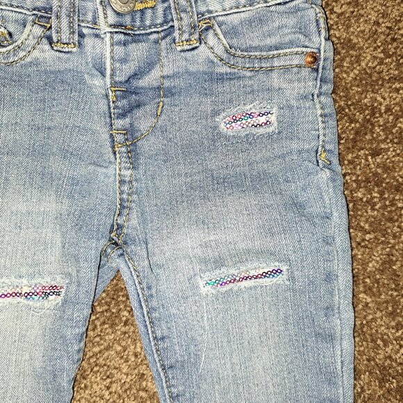 Baby B'gosh Denim Jean Jacket and Cat&Jack Super Stretch Skinny Sequin Jeans - Picture 2 of 8
